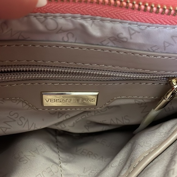 Versace Jeans Pink Leather Shoulder Bag Quilted Front Silver Locking Clasp Purse - Picture 15 of 15